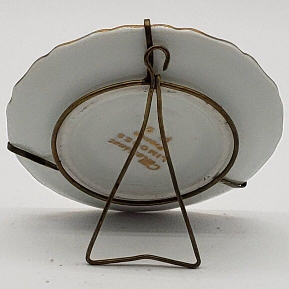 Limoges France Vintage Porcelain Cranberry Gold Gilt Dancing Couple Mini Plate - Picture 3 of 6